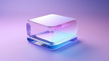 Poster - Minimalistic 3D Render of Transparent Geometric Shapes on Soft Color Background with Smooth Lighting Effects Transparent glass with gradient colors