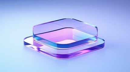Poster - Minimalistic 3D Render of Overlapping Transparent Shapes with Soft Color Gradient Effects in Blue and Purple Tones for Modern Design Projects Transparent glass with gradient colors