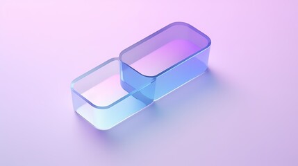 Poster - Minimalistic 3D Render of Transparent Rectangular Shapes with Soft Color Gradient on Smooth Surface Transparent glass with gradient colors