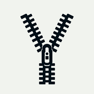 very simple flat and minimalist Zipper Teeth in black on a white background
