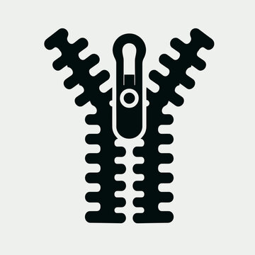 very simple flat and minimalist Zipper Teeth in black on a white background