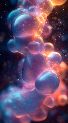 Poster - Abstract Glowing Bubbles Cluster