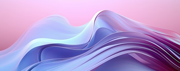 Poster - Abstract Wave Design in Soft Pink and Blue Tones With Smooth Flowing Lines Ideal For Backgrounds and Modern Aesthetic Visuals,Gradient multilayer glass background