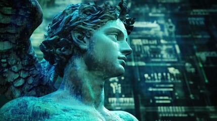 Poster - AI acts as a modern messenger, quickly analyzing data and communicating vital insights that drive research and strategic planning, fostering growth and opening new job possibilities