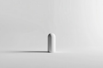 Poster - Minimalist depiction of a single capsule resting on a white background with soft shadows for a clean aesthetic Generative AI