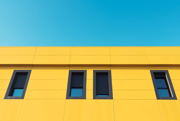 Poster - MOdenr architecture. Close up of ayellow building with blue sky