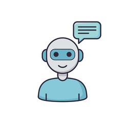 Poster - AI Chatbot: A friendly chatbot with a speech bubble, representing a customer service AI, or artificial intelligence, offering support and information.