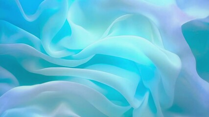 Aufkleber - A thin, flowing fabric comes to life in digital animation. Shades of blue flow smoothly, creating a subtle visual effect. Abstract with soft highlights of light