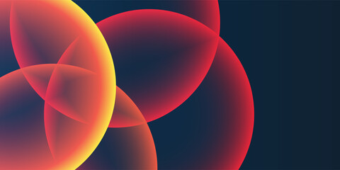 Poster - Abstract Background, Header or Banner Design with Large Orange, Red and Yellow Overlaying Globes, Bubbles Pattern - Multi Purpose Creative Wide Scale Template for Web in Editable Vector Format