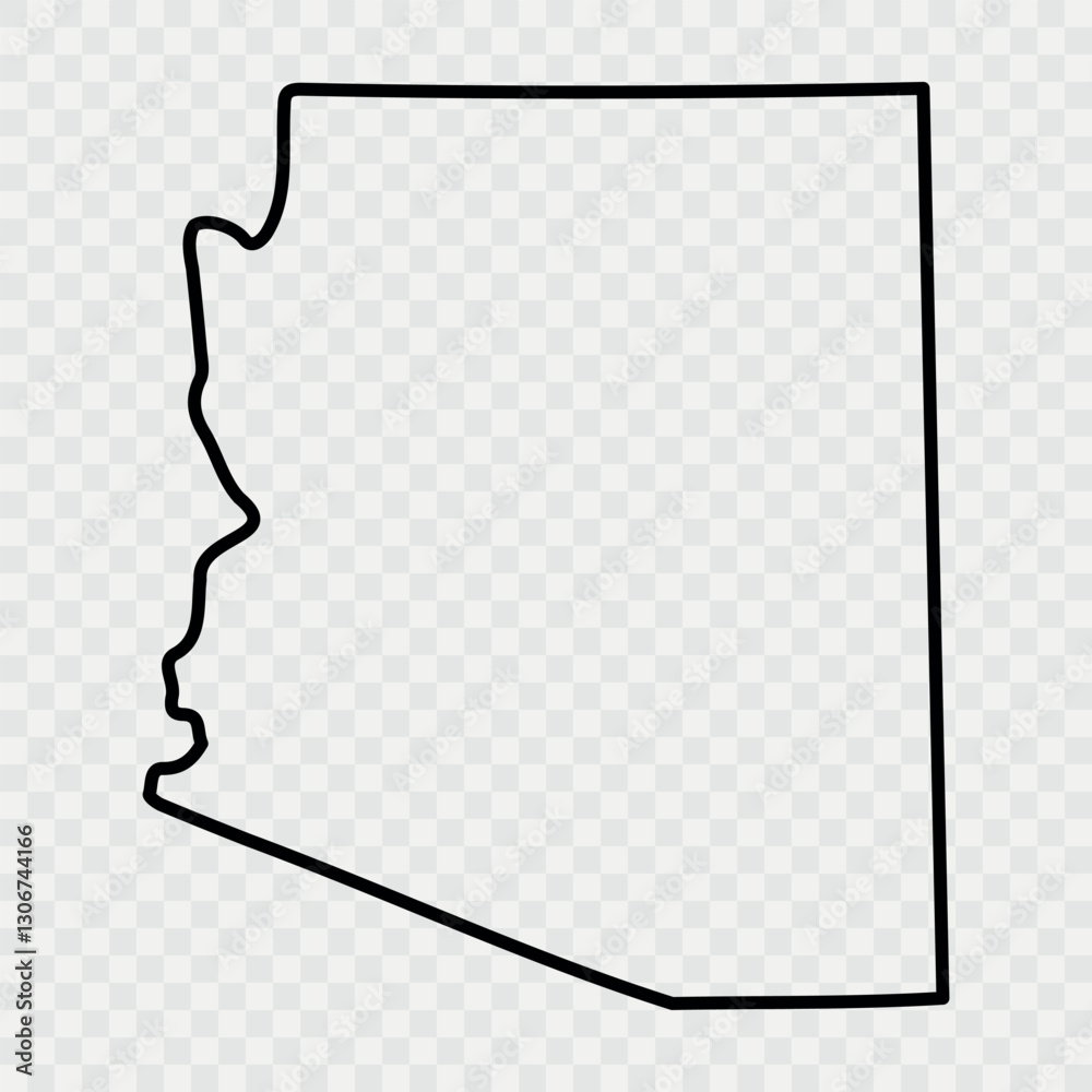 Arizona Map Black,State Border,United States,US America, Transparent ...