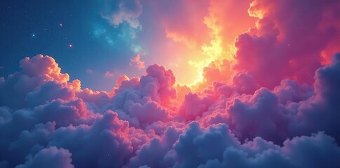 Dazzling array of colors swirling within cloud formation, clouds, diffraction