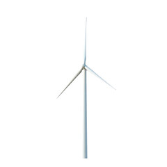 full length wind turbine isolated on transparent background