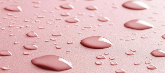 Wall Mural - Macro Photography of Water Drops on Pink Surface Texture, Pattern, and Abstract Background Design