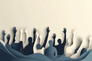 Aufkleber - Unity and collaboration inspire positive change in a modern flat design silhouette background Generative AI
