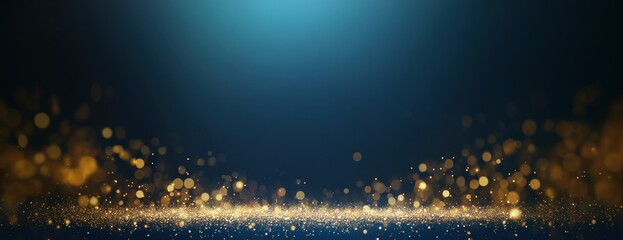 Wall Mural - golden glitter and small circles with sparkles lights background particles.