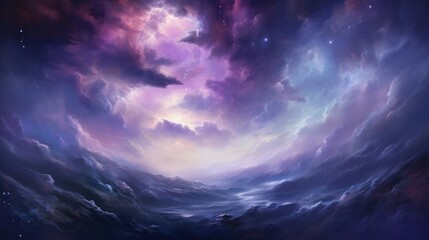 Wall Mural - purple blue cosmic nebula clouds space sky.