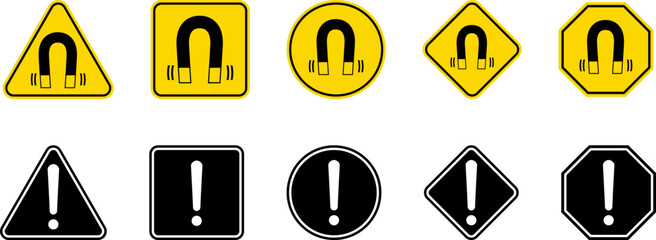 Wall Mural - caution warning dangerous alarm set, danger sign collection, attention vector icon, yellow, red and 