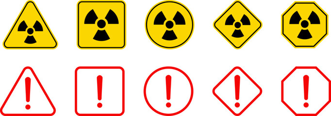 Wall Mural - caution warning dangerous alarm set, danger sign collection, attention vector icon, yellow, red and 