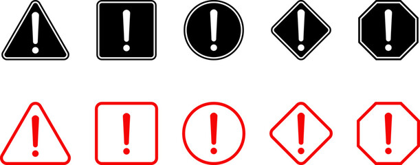 Wall Mural - caution warning dangerous alarm set, danger sign collection, attention vector icon, yellow, red and 