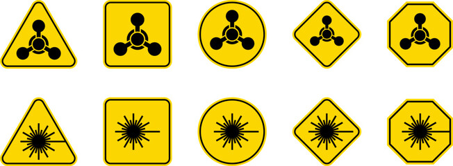 Wall Mural - caution warning dangerous alarm set, danger sign collection, attention vector icon, yellow, red and 
