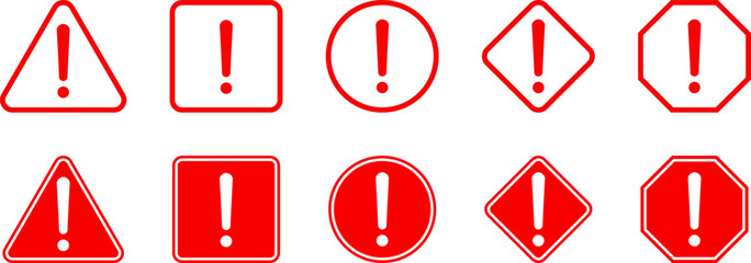 Wall Mural - caution warning dangerous alarm set, danger sign collection, attention vector icon, yellow, red and 