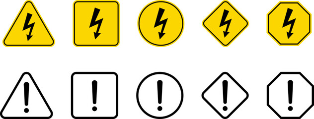 Wall Mural - caution warning dangerous alarm set, danger sign collection, attention vector icon, yellow, red and 