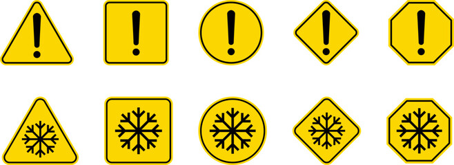 Wall Mural - caution warning dangerous alarm set, danger sign collection, attention vector icon, yellow, red and 