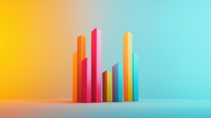 Poster - Bright and Colorful Bar Chart with Transition Effect for Financial Presentations and Reports