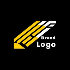 Poster - Creative Yellow and White Geometric Logo Concept on Black Background: Abstract Design for Modern Branding Identity