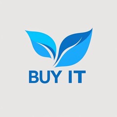 Poster - Simple and Elegant Buy It Logo Featuring Two Overlapping Blue Leaves Design, Clean and Modern Aesthetic