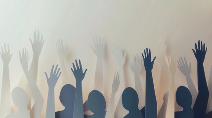 Aufkleber - Silhouettes of people uniting in minimalistic paper art with soft gradients and clean lines for modern design Generative AI