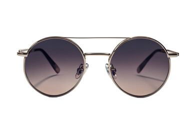 Poster - A pair of round sunglasses with a metal frame, isolated on a empty plain background