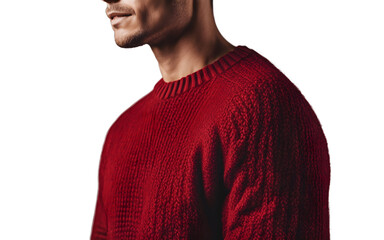 Poster - A red wool sweater with a round neckline, isolated on a empty plain background
