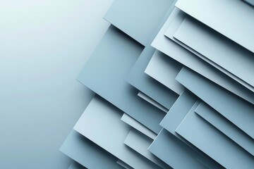 Poster - Sleek and professional paper art background with geometric shapes in muted blue and gray tones for document presentation Generative AI