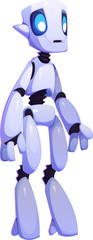 Aufkleber - Cartoon futuristic robot mascot character or digital droid and cyber bot, vector personage. Alien space robot or cyborg humanoid creature, futuristic robotic android for kids mascot character