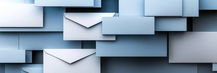 Poster - Sleek geometric paper art background designed for formal document presentation with blue and gray tones Generative AI