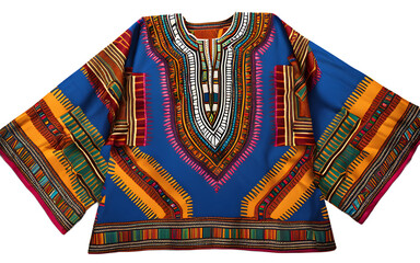 Poster - A traditional African dashiki with bright colors and geometric patterns, isolated on a empty plain background
