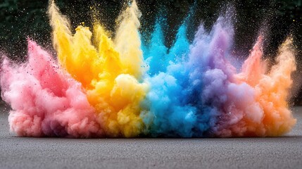 Poster - A vibrant explosion of colorful powder creates a stunning visual effect, ideal for artistic and creative projects, copy space, commercial use
