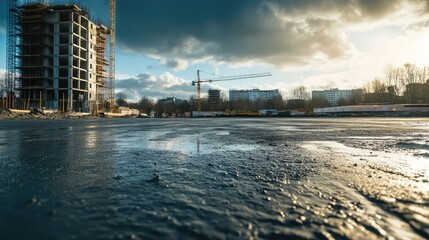 Poster - A construction scene showing smooth, freshly poured concrete with space for overlaying promotional copy.