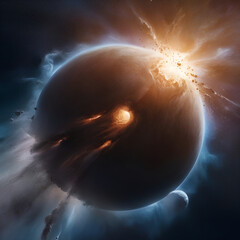 Wall Mural - This captivating film explores the fascinating phenomenon of a celestial body being struck by a celestial crater, revealing its extraordinary geology, cosmic forces, and ethereal magnificence.