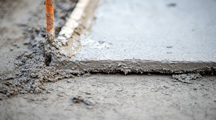 Poster - Concrete flowing evenly onto the surface, with an area free of pouring for easy text addition.
