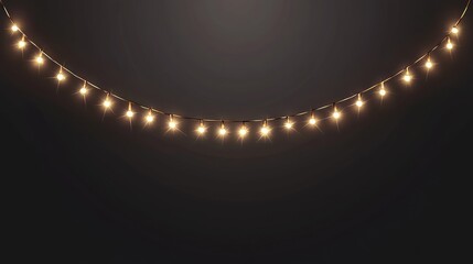 Poster - Golden glow of string lights illuminating softly in the dark, creating a warm, elegant atmosphere with plenty of room for copy space.