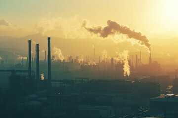 Canvas Print - the factory is emitting toxic fumes architecture pollution cityscape.