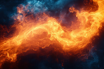 Wall Mural - a dramatic fire on a black background, intense and artistic, design theme.