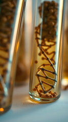 Aufkleber - DNA structure inside a glass tube in a laboratory setting, representing genetics and scientific research
