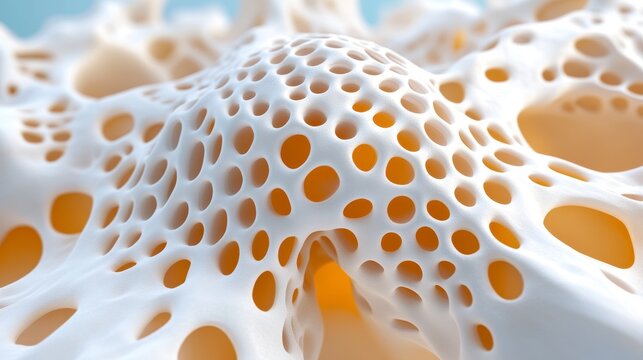 Abstract 3D Render Porous Organic Structure Off White Textured Surface