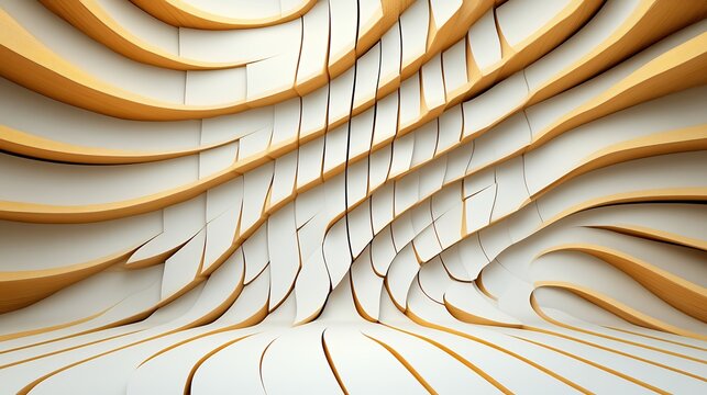 Abstract Beige and White 3D Curved Shapes Minimalist Design