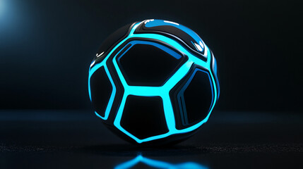 Aufkleber - Futuristic blue sphere with dark panels, illuminated from within, showcasing a technological or gaming concept, ideal for a modern background or banner