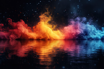 Wall Mural - an artistic splash effect rendered on a black background for dramatic emphasis