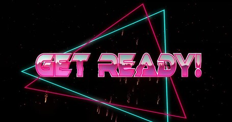 Poster - Get Ready! animation with neon pink text and geometric lines on black background